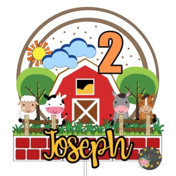 FARM CAKE TOPPER l 3D PERSONALIZED CAKE TOPPER l BIRTHDAY l ASSEMBLED - Picture 1 of 1